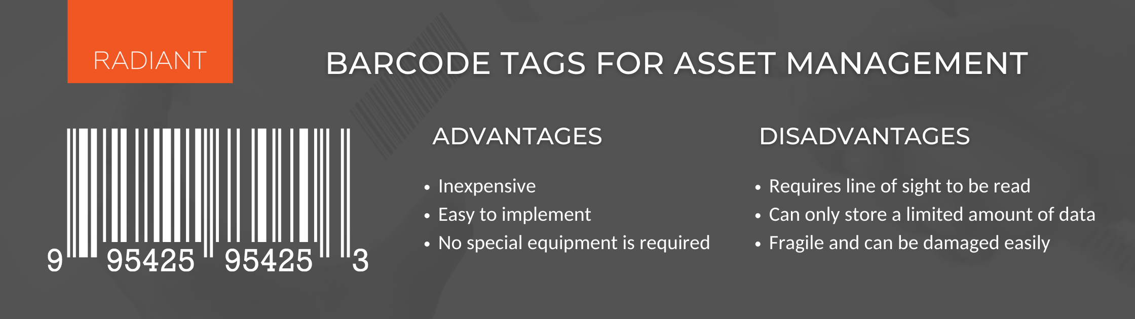 Asset Management Tags - Asset Management Tag Comparison - RFID vs Barcode Technology - RFID vs Bacode - Barcode Technology - Barcode Tags - Barcode Tags Advantages and Disadvantages - Barcode Labels